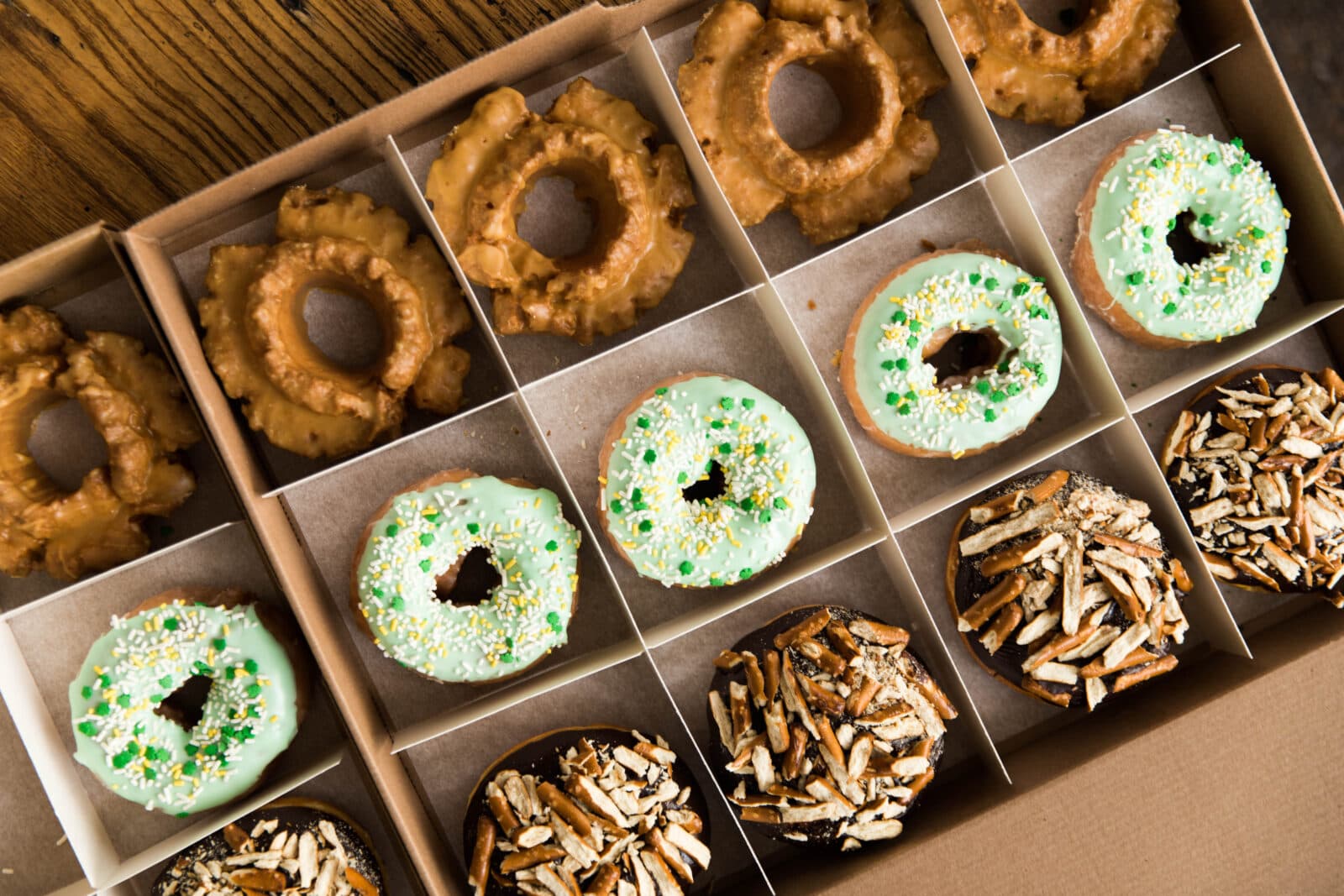 Saint Patrick's Day special dozen donuts.